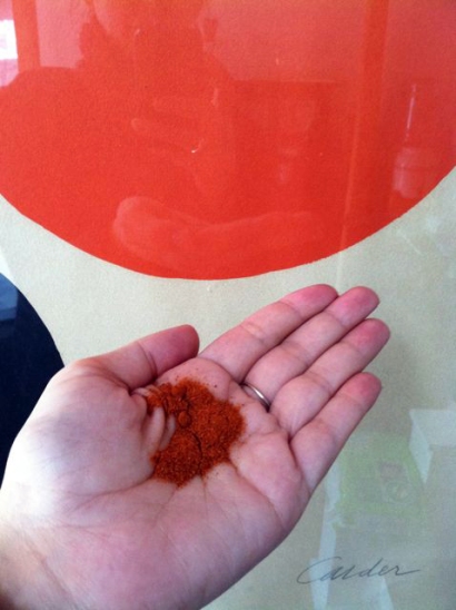 Cayenne pepper, the same color as my Calder print. Keeps the blood thin, anti viral. 