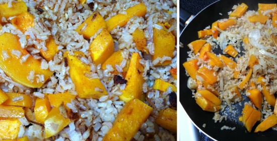 I toasted the brown rice and spiced with the squash.